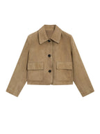 Cracked Suede Leather Jacket with Pocket
