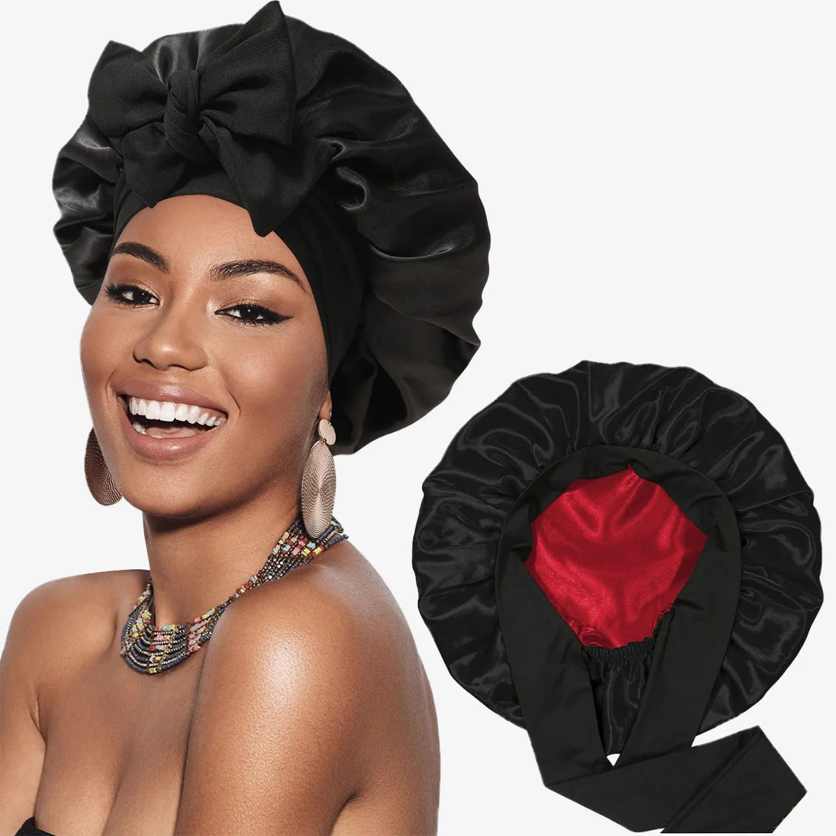 Double Layered Silk Satin hair cap