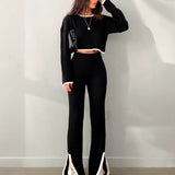 Ribbed Cropped Knitwear Set