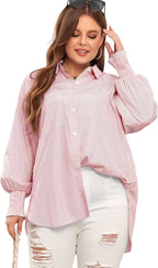 ✨💥Mid-length smocked shirt with striped lapel and oversized drawdown sleeves